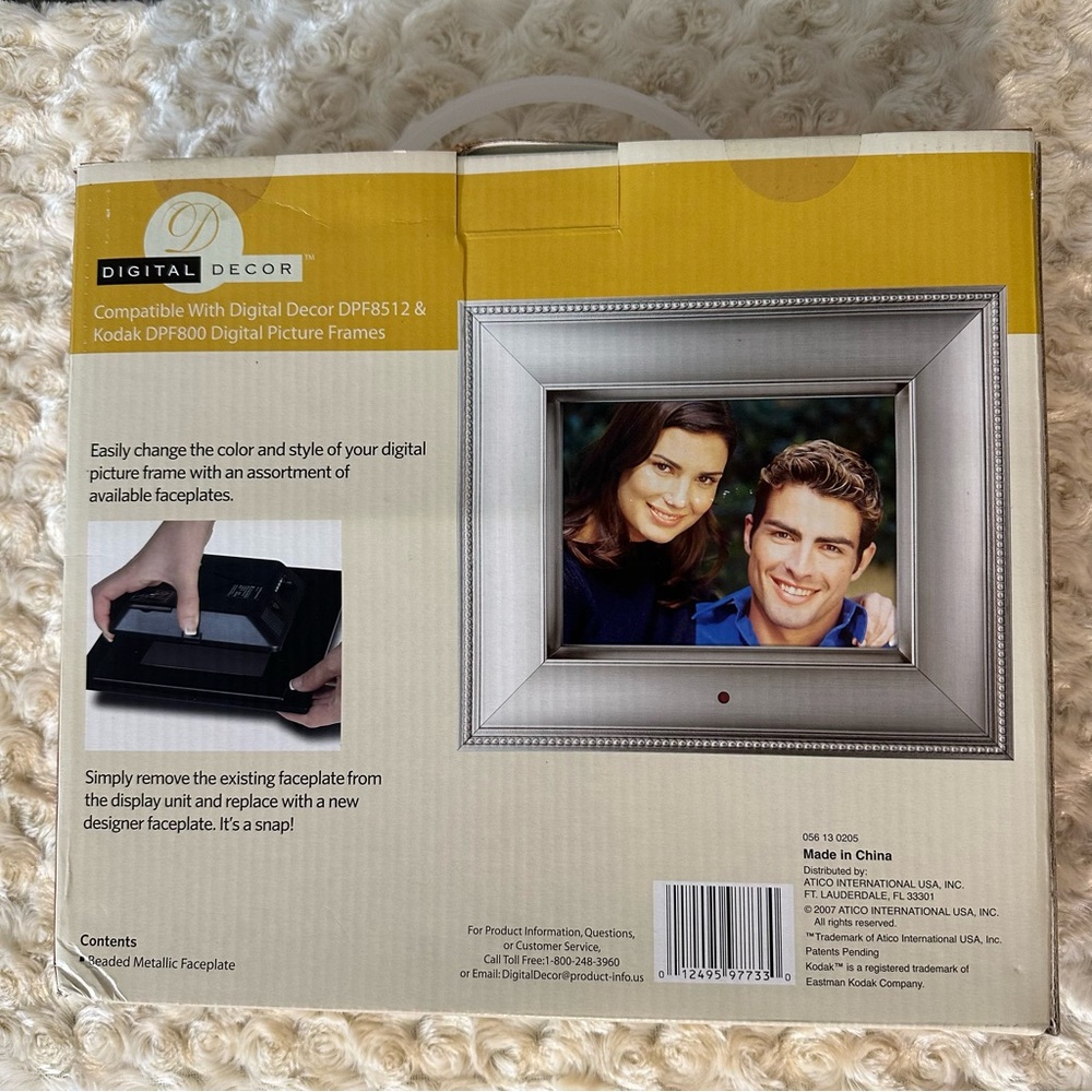 SALE🔥4/$25 Digital Photo FRAME Faceplate Beaded Metallic Silver NIB